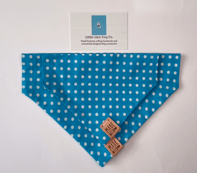Puppy Polka Dots Blue Handmade Dog Accessories 
